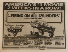 Disney’s Cars Movie Paul Newman Owen Wilson Print Ad Advertisement TPA30