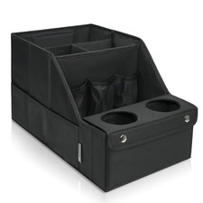 Car Seat Organizer- Backseat Car Organizer with 11 Fiber handle set Black
