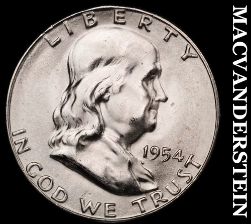 1954-S Silver Franklin Half Dollar - Ch Gem Brilliant Unc++++  Lustrous  #G9012