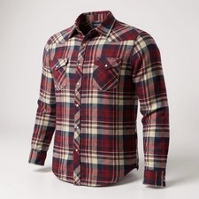 Vtg Wrangler Pearl Snap Plaid Flannel Shacket Mens L Red Black Quilted Lined