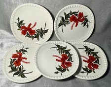 Crooksville China Co Iva Lure Flamingo Hibiscus Flower Bread / Dessert Plates