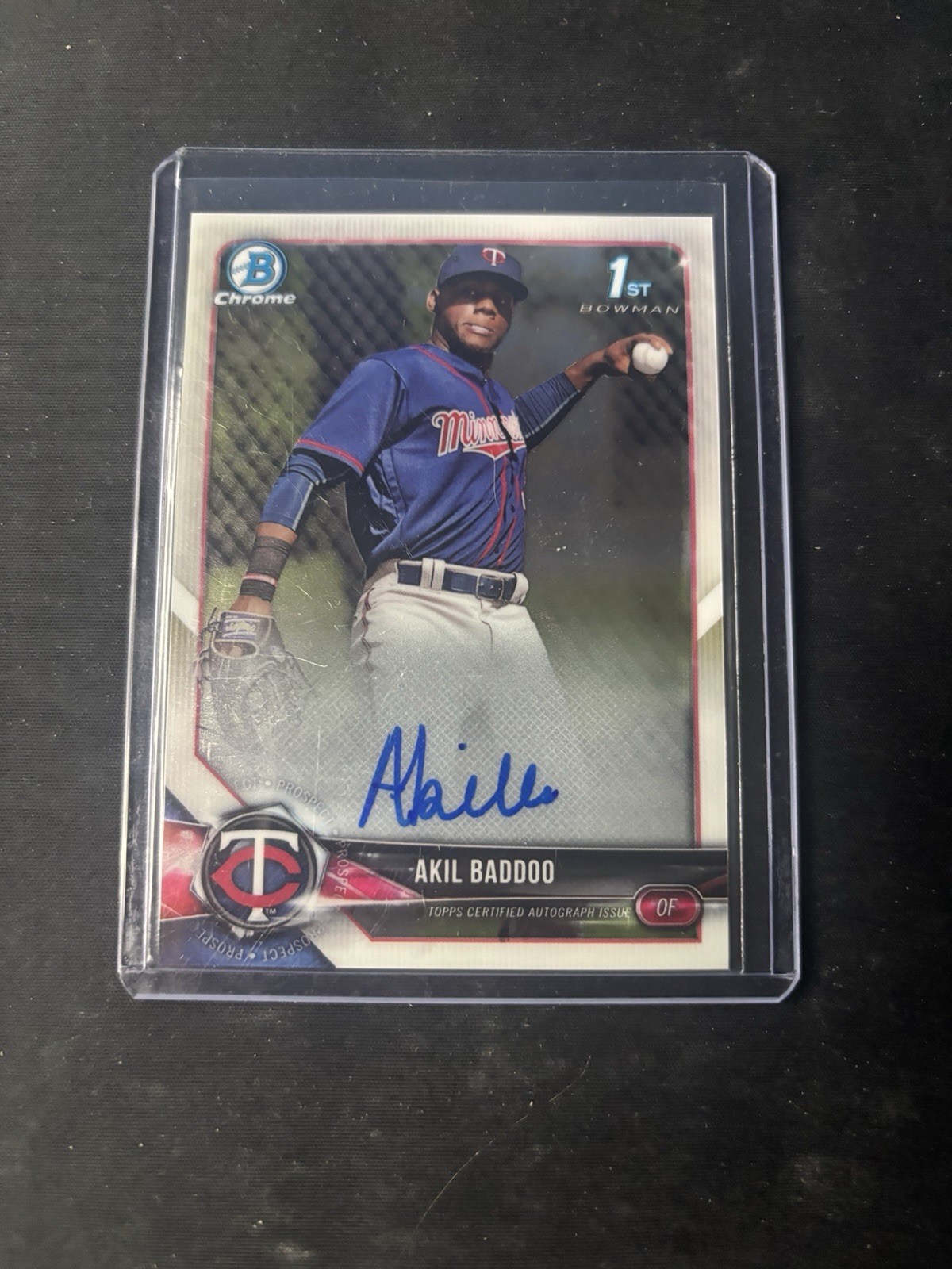 2018 Bowman Chrome Prospects 1st Akil Baddoo On Card Auto Twins Tigers