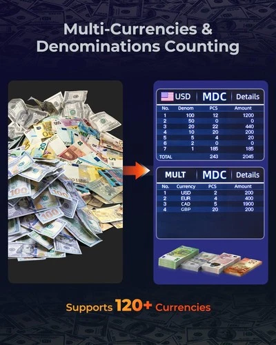 MUNBYN IMC01 Money Counter Machine Mixed Denomination 2CIS UV IR MG MT image 12