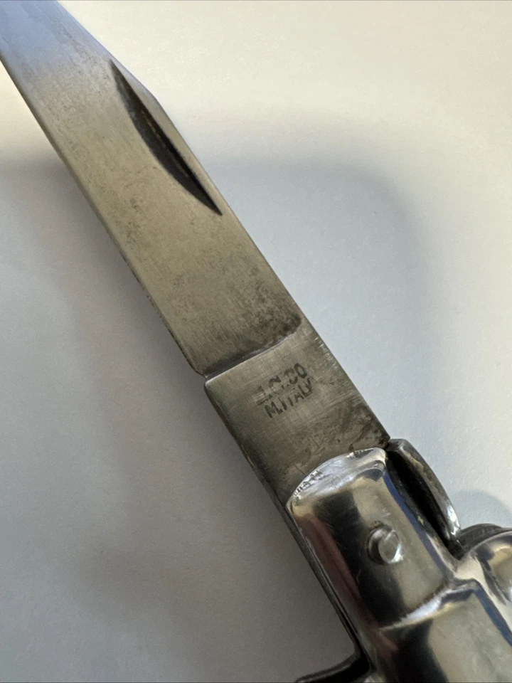 De colección G.C.Co. "Cuchillo plegable Italia 8"" estilo aguja mango remolino bloqueo trasero" Foto 4 de 4