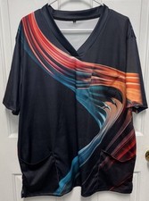 Men's Nursing Uniform Scrub V-neck Short Sleeve Top With Pockets Size Large