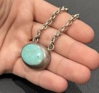 Turquoise Pendant Necklace Sterling Silver Oval Cabochon Chain Southwestern — photo 4