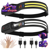 Stirnlampe LED Wiederaufladbar 2000 Lumen 9 Lichtmodi IPX4 Wasserdicht 2 StüCk