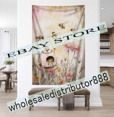 Bee meadow tapestry serene pastel wall posters   59X82 in