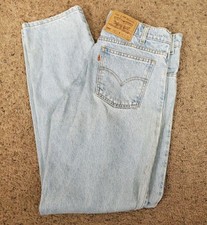 Vintage Levis 550 Jeans Mens 34x32 Faded Light Blue 90's Orange Tab Tapered