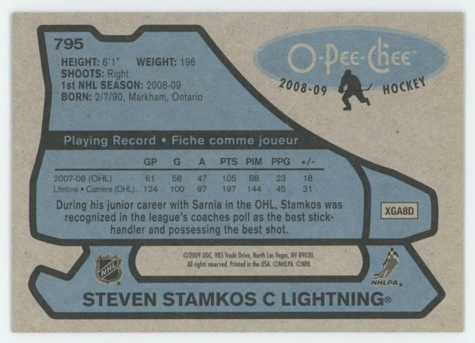2008-09 O-PEE-CHEE Steven Stamkos RETRO RC ROOKIE #795 - Image 2 of 2