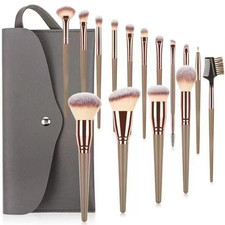 15Pcs Professional Makeup Brushes Set Bag Foundation Eyelash Eyebrow Eyeshadow C