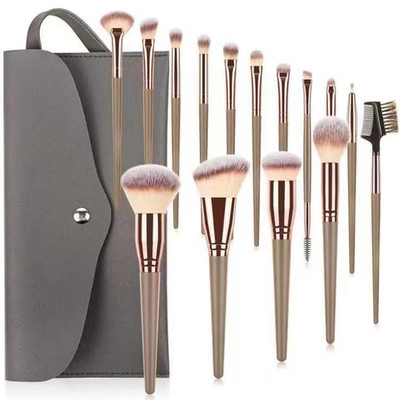 15Pcs Professional Makeup Brushes Set Bag Foundation Eyelash Eyebrow Eyeshadow C