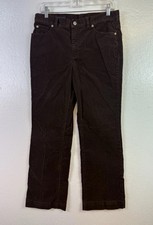 Lands End Corduroy Pants Womens Size 8 Dark Brown Straight Bootcut Hipster
