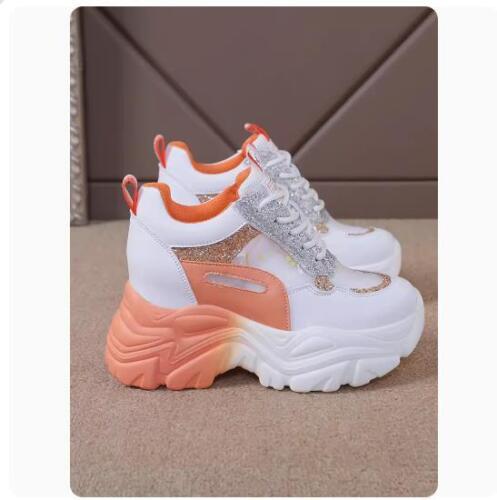 Scarpe per donna con zeppa interno 10cm lacci casual sport ginnastica da 34 A 40 - Foto 17 di 20