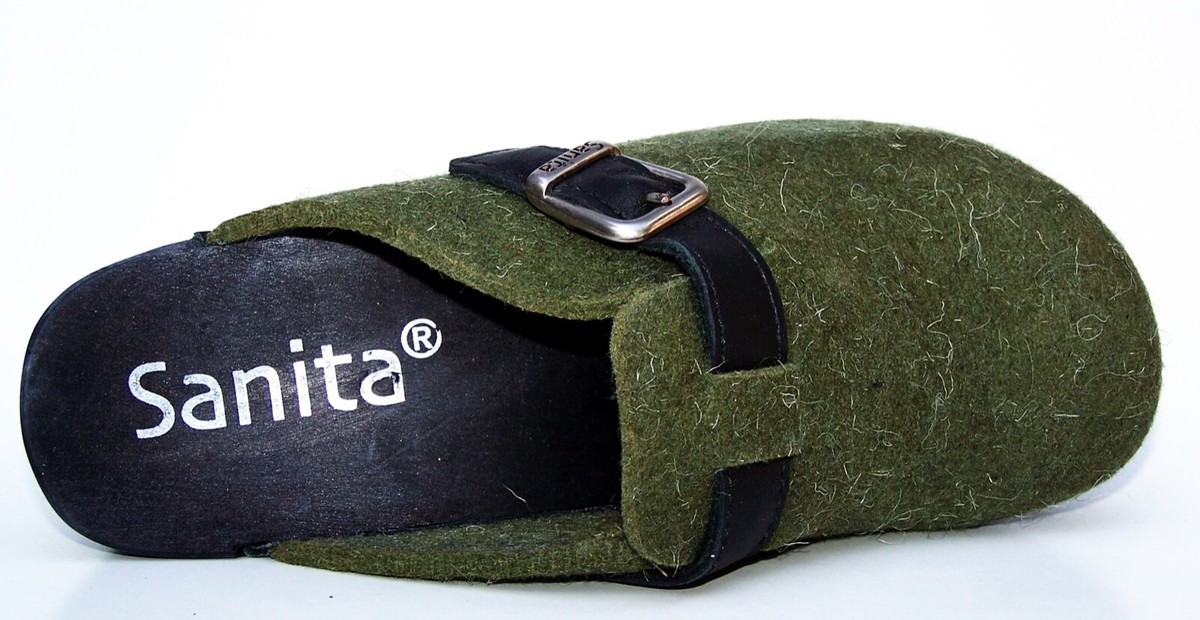 Mules Sanita Barbara Femme - Taille US 5.5 - Laine Verte - Plateforme Confort - Neuf Avec Emballage