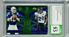 2017 Panini Donruss Elite Ed Reed/ Peyton Manning Face to Face Green CSG 9.5