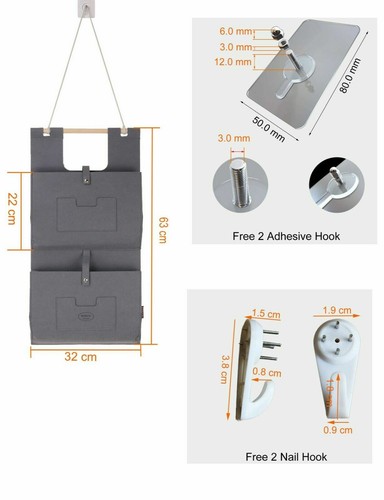 Hängeorganizer Tasche Filz Türtasche Wandtasche Aufbewahrung Storage Halter - Bild 49 von 71