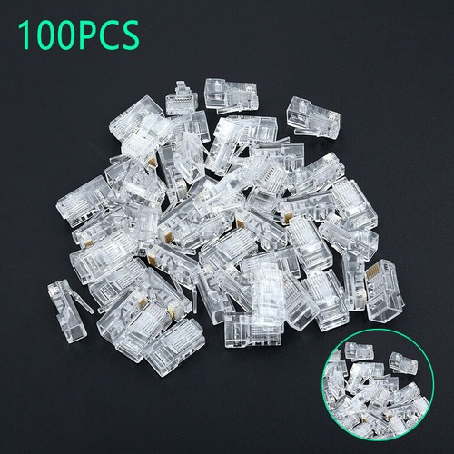 100Pcs Mini RJ45 Network Plug 8P8C CAT5e Cable Connector End Pass Through - Afbeelding 5 van 7