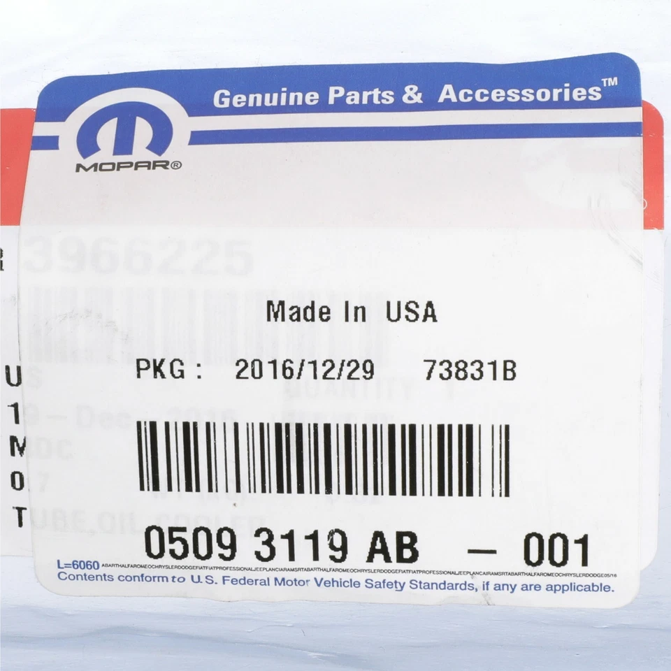 Dodge Ram 2500 3500 2003-2004 tubo enfriador de aceite diésel fabricante original nuevo Mopar 5093119ab Foto 2 de 2