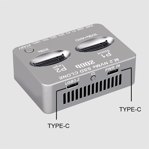 M.2 NVMe AHCI Duplicator USB3.2 Dual-Bay Offline Clone Mobile Hard Drives Dock - Photo 2/10