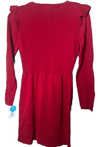 Carter's Kid Red Long Sleeve Dress Girls 14/14A CrewNeck Pullover - Picture 2 of 5