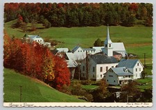 Autumn in Vermont VT New England Village Aerial View Postcard Church
