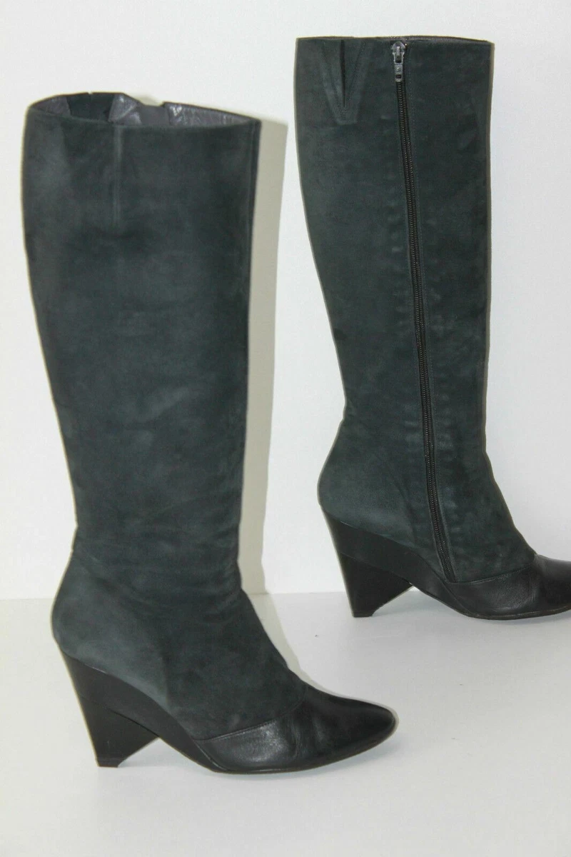 VINTAGE ACCESSOIRES DIFFUSION Bottes Daim Gris Talons Originaux T