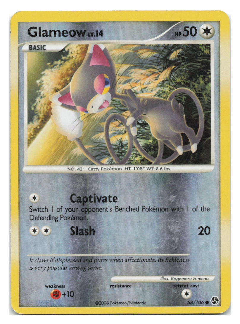 Glameow #68/106 Great Encounters Pokemon tcg REVERSE HOLO