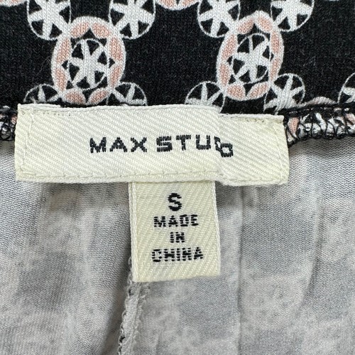 Max Studio S Dot Print Black Elastic Waist Stretch Silky Pants Flare Y2K - Picture 7 of 9