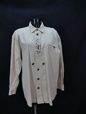 Size L costume shirt gruby beige linen Capricorn embroidery costume shirt th1490