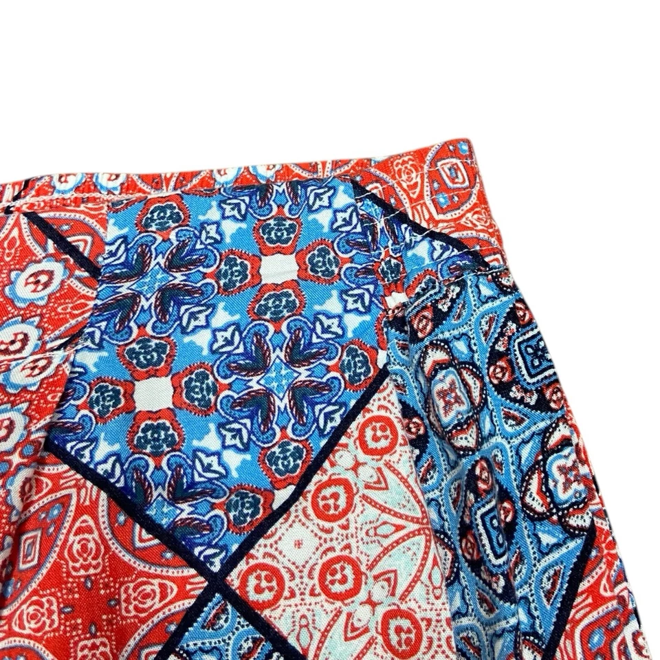 Mini Pantalones Cortos Jessica Simpson Rojo Azul Estampado Geométrico Viscosa Talla Grande Foto 3 de 4