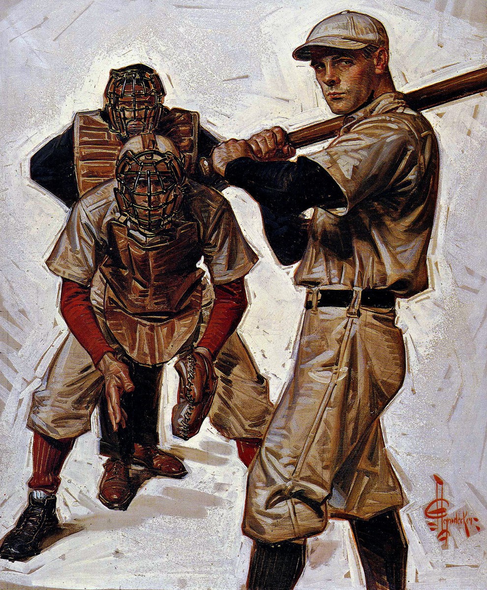 Joseph Leyendecker Batter Catcher And Umpire 1915 Canvas Print 16