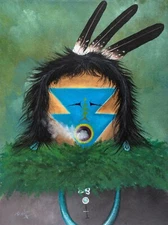 Bennie Ration (b.1955) Navajo Dancer Portrait, Signed