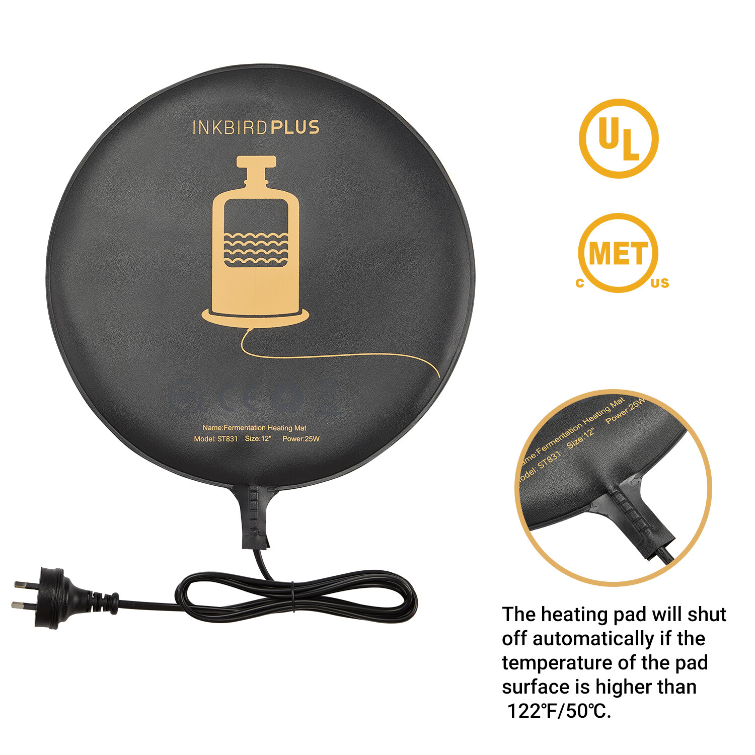 INKBIRD Heat Pad Heating Mat 25W for Brewing Fermentation Homebrew Beer