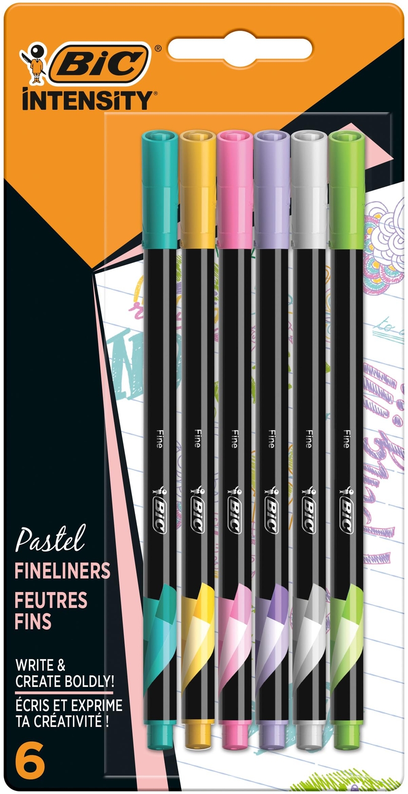 BiC Intensity Fine Felt Tip Pens, Pack of 6 Multicolor 6 count (Pack of 1)