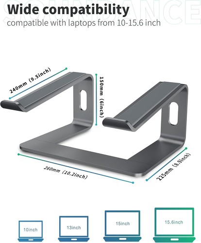 Laptop Stand, Aluminum Ergonomic Riser for Desk,Compatible with 10-15.6" Laptops - Picture 34 of 89