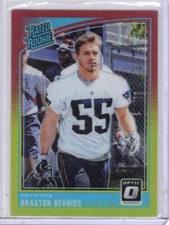 2018 Donruss Optic Red/Yellow Prizm RC #192 Braxton Berrios New England Patriots