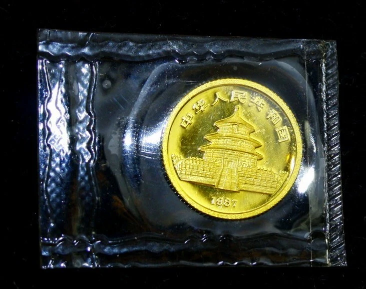 1987-Y GOLD CHINA  PANDA 5 YUAN 1/20 OZ COIN MINT SEALED (BU) - Image 2 of 2