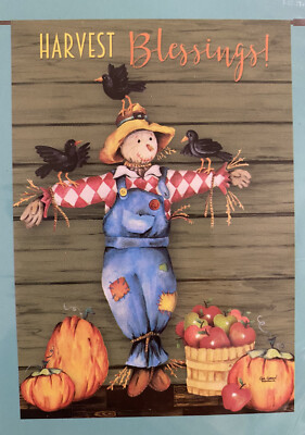 *NEW* Rain or Shine ''HARVEST BLESSINGS!'' Scarecrow Autumn crow LARGE HOUSE FLAG 