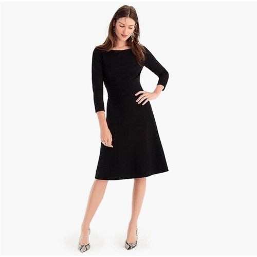 NWT J. Crew Fit and flare sheath dress in stretch ponte Black Size 10 $148 - 第 1/8 張圖片
