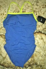 NIKE RacerBack Keyhole Blue Volt Bathing 1 pc Swim Suit NEW Womens Sz 8 14