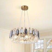 Modern Crystal Chandelier 6-Lights Pendant Light Luxury Round Ceiling Lamp