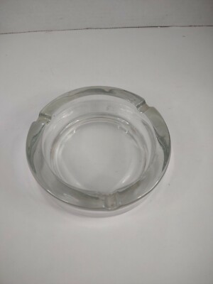 Heavy Clear Glass Ashtray 5 3/4  x 1 3/4'' Unbranded has some chips in it