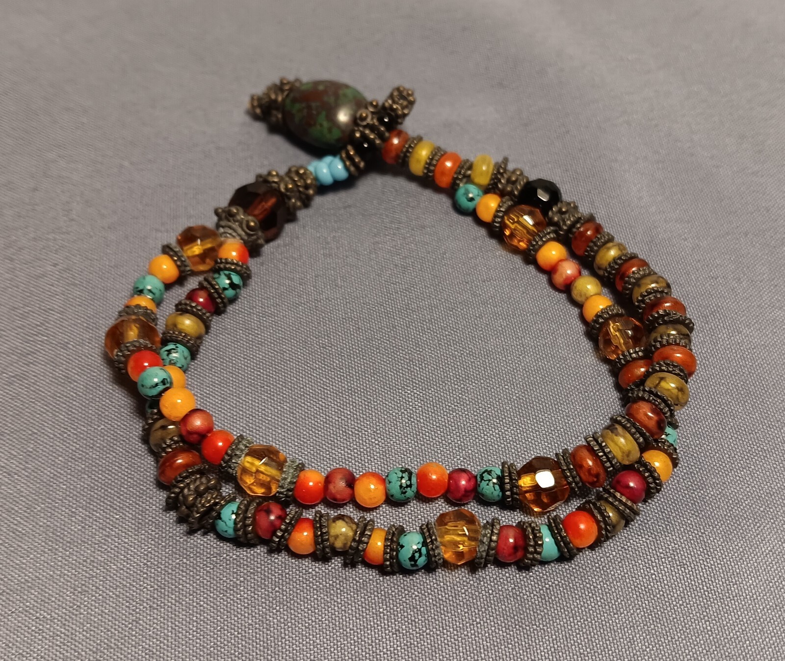 Sterling Silver Multi-Gemstone Double Strand Bead… - image 1