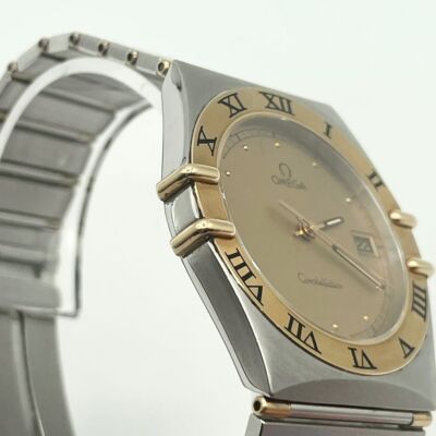 Omega Constellation Date Stainless Steel 18K Quartz Mens Watch