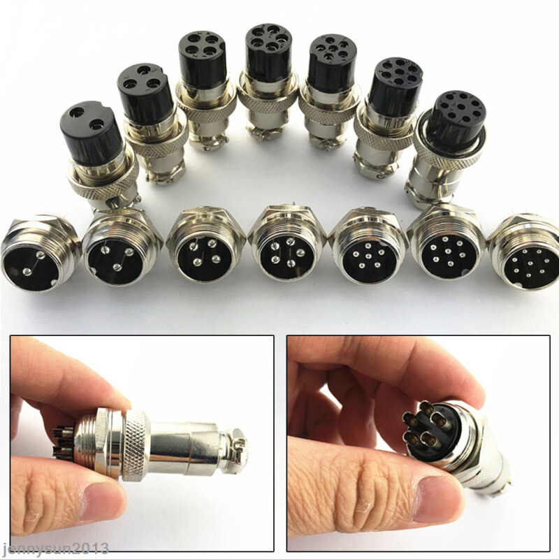 YACSEJAO GX16 Aviation Plug Socket 4 Pin 16mm GX16-4 Male Female Panel Metal Aviation Wire Connector Plug 2 Piece Set
