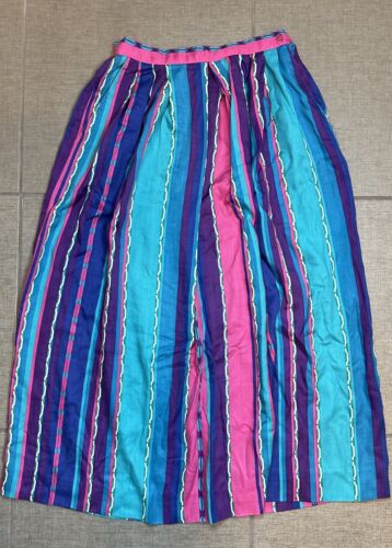 Vintage 80s 90s Southwestern Stripe Midi Skirt XS 