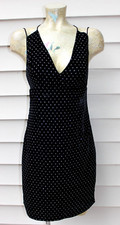 NWT - Express Black Velour Velvet Slip Dress - Polka Dot Silver Glitter - Sz S