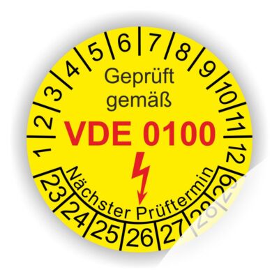 Prüfplaketten Blitz Elektro geprüft E-Check VDE 0100 Wartungsetiketten Ø:30mm a