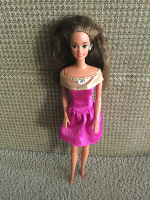 Mattel Barbie Doll Dress Solid Hot Pink Color Metallic Gold Off Shoulder Collar | eBay Mattel Barbie Doll Dress Solid Hot Pink Color Metallic Gold Off Shoulder Collar | eBay